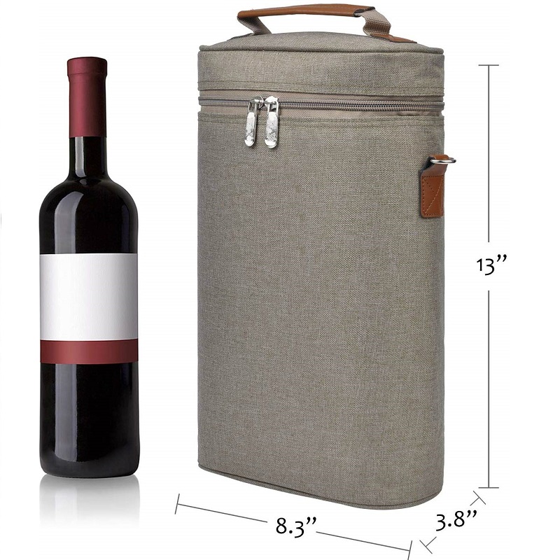 SGC32 egyedi szigetelt Tote bor piknik táska Nagykereskedelem Utazott párnázott fogantyúval ellátott boros táska 2 üveg állítható vállpánttal