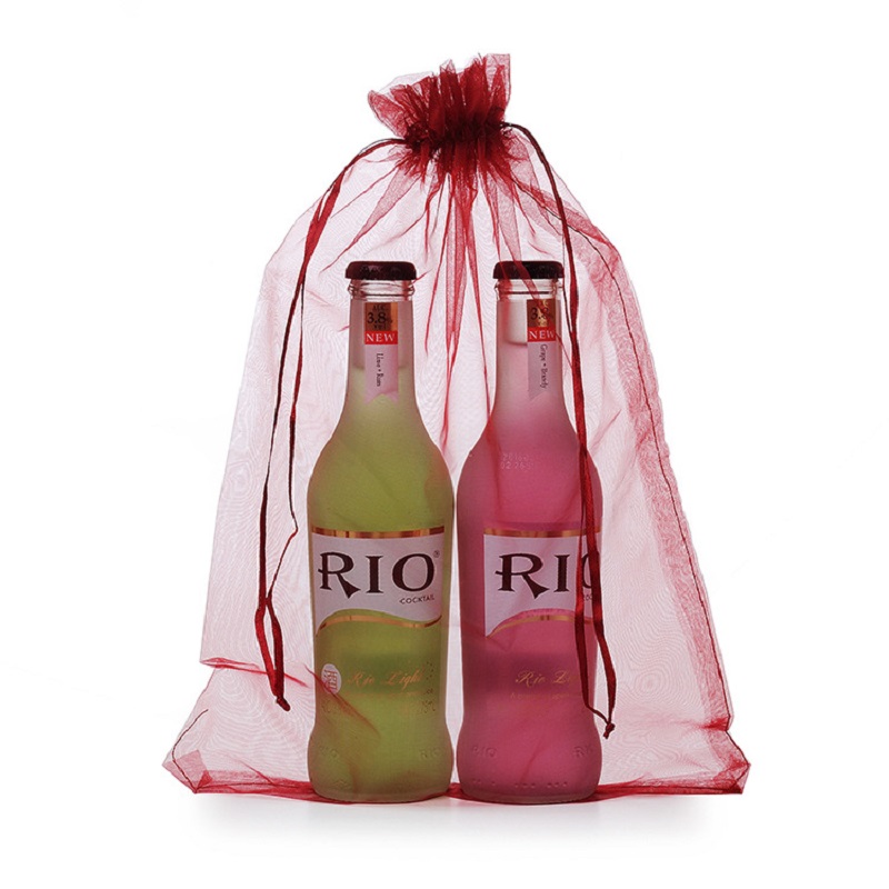 SGS48 Organza tasak esküvői promóciós csomagolózsákhoz Ajándék húzózsinórzsák Organza táska boros sörösüvegekhez