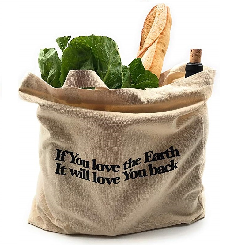SG64 Heavy Duty Organtice Vegetable Fruit Shopping Bag Cotton Canvas Tote Bags egyedi nyomtatott logóval