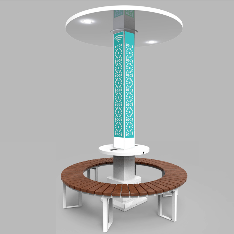 A napenergiával működő Smart Park Wooden Bench Automata Muszlim Iszlám Imádkozó Órával AZ AZAN Prayer Imuer Agrisl