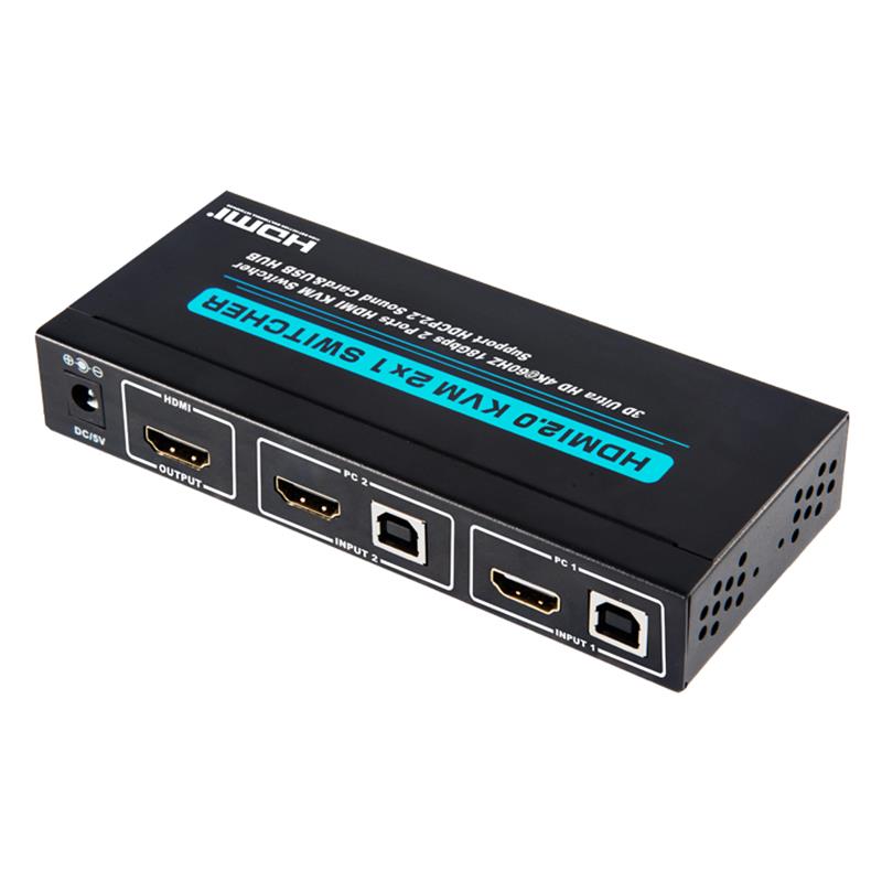V2.0 HDMI KVM 2x1 kapcsoló támogatja a 3D Ultra HD 4Kx2K \/ 60Hz-et