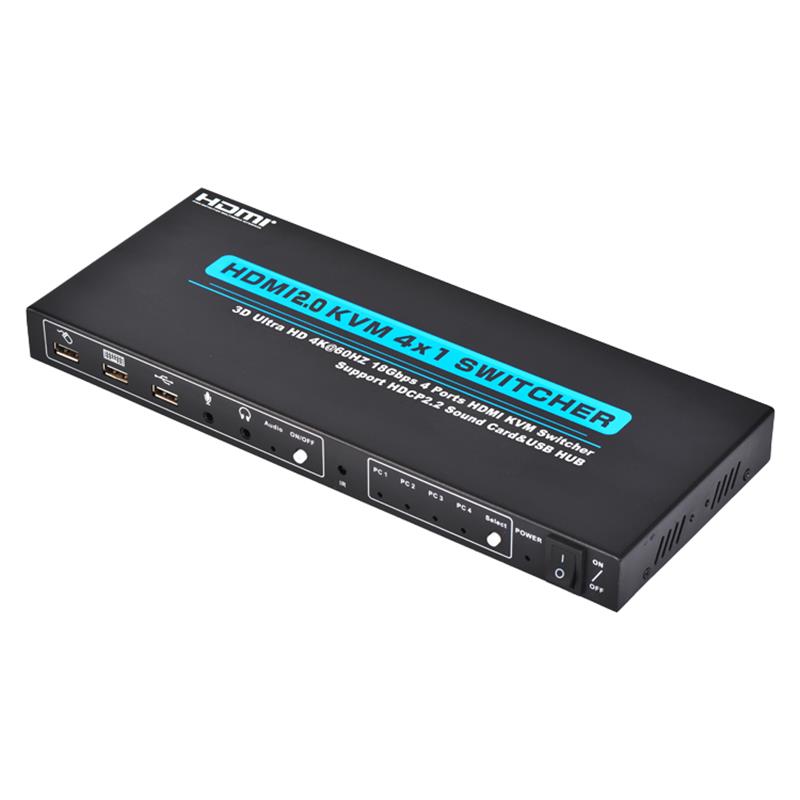 V2.0 HDMI KVM 4x1 kapcsoló támogatja a 3D Ultra HD 4Kx2K \/ 60Hz-et