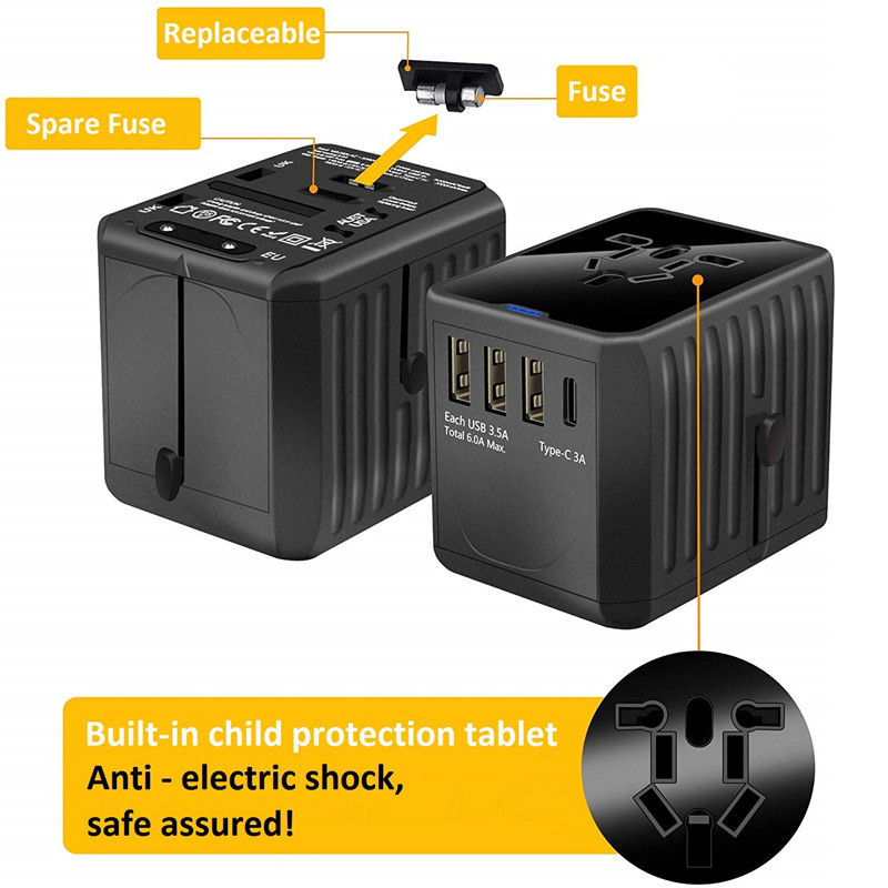 RRTRAVEL nemzetközi utazási adapter univerzális hálózati adapter világszerte, minden egyben 4 USB elektromos csatlakozóval, tökéletes az Egyesült Államok, EU, Egyesült Királyság, AU 160 országhoz