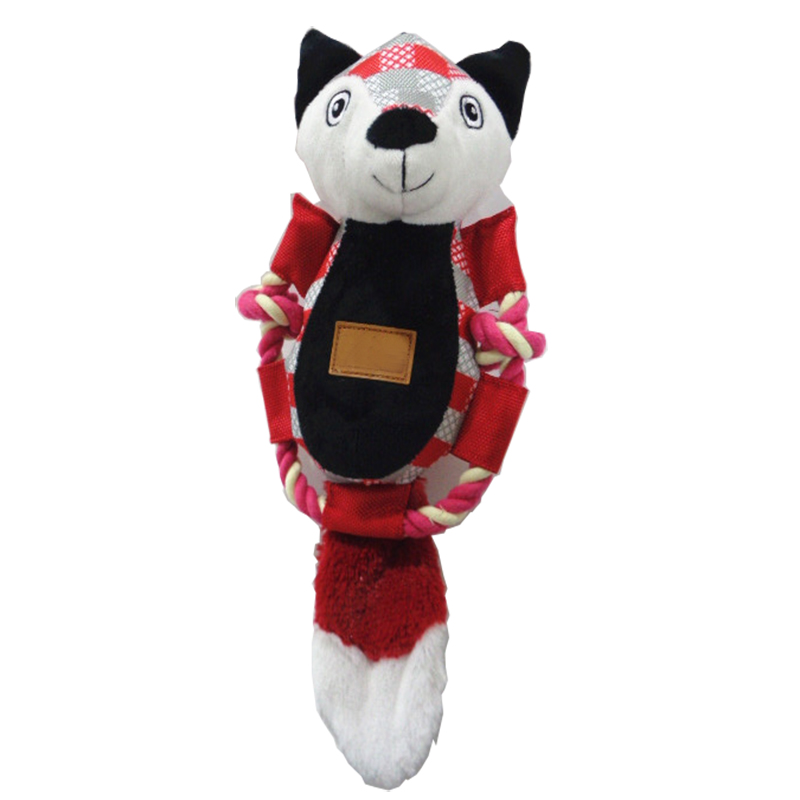 Színes állati plüss kutya játék kisállat rágni játék sqeuaker