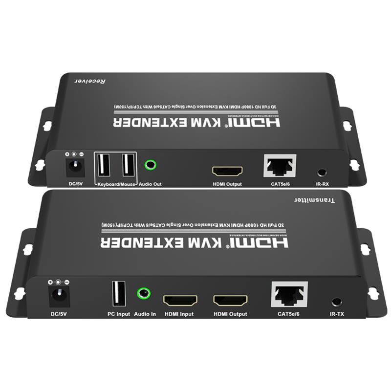 HDMI KVM Extender 150m felett, egyetlen CAT5e \/ 6 felett, TCP \/ IP támogatással, Full HD 1080P