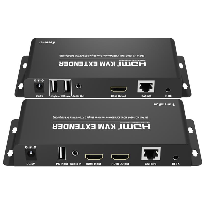 HDMI KVM Extender 150m felett, egyetlen CAT5e \/ 6 felett, TCP \/ IP támogatással, Full HD 1080P