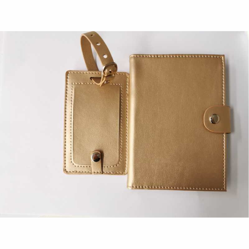 PU bőrszínű poggyászcímke és útlevél