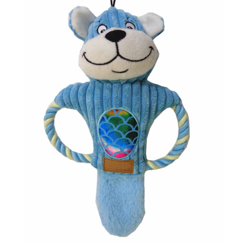 Jó minőségű plüss, vinnyogó kutya, rágós játék, szórakozásból