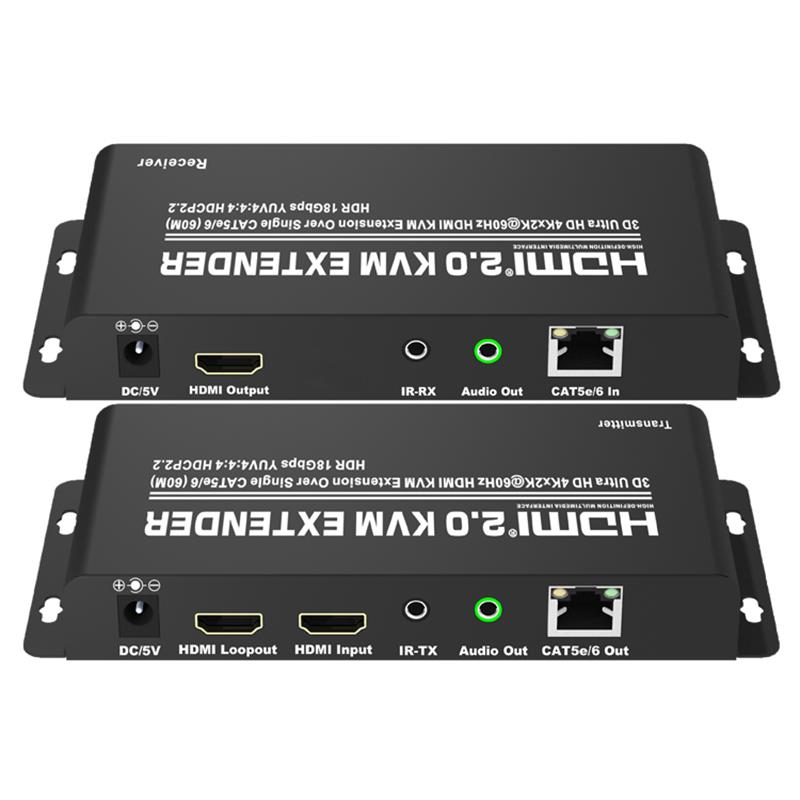 HDMI 2.0 KVM bővítő 60 m-rel, egyetlen CAT5e \/ 6 felett, támogatja az Ultra HD 4Kx2K @ 60Hz HDCP2.2