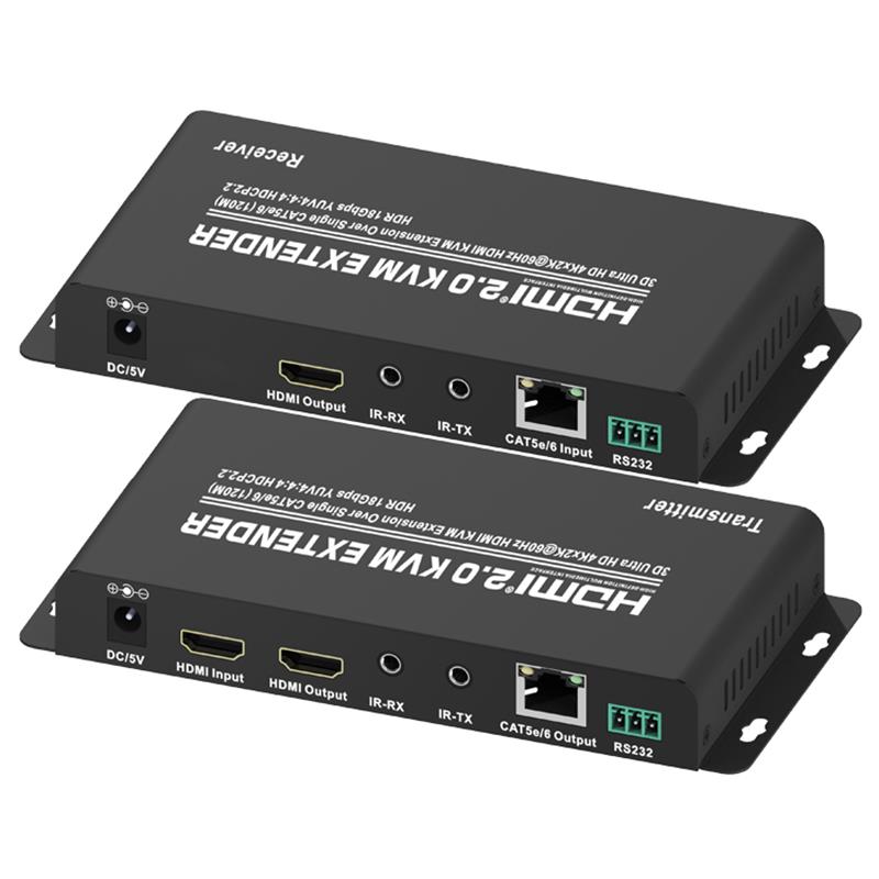 HDMI 2.0 KVM bővítő 120 m-rel egyszeres CAT5e \/ 6-on, Ultra HD 4Kx2K @ 60Hz HDCP2.2 támogatása