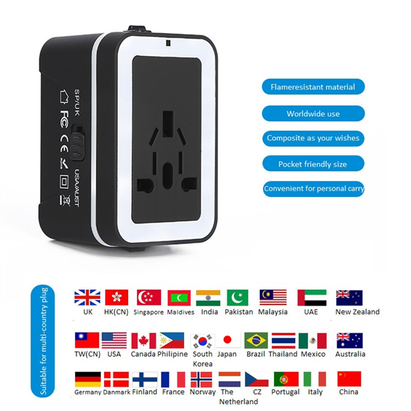 RRTRAVEL utazási adapter, univerzális nemzetközi hálózati adapter 2 USB porttal és európai csatlakozó adapterrel, több mint 150 országban használható mobiltelefon-laptophoz.