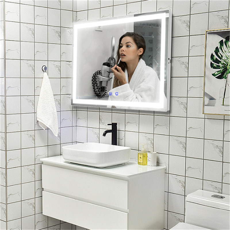 Belsőépítészet LED Megvilágított Vanity Mirror Bath Mirror Falra szerelt, vezetékes fürdőszoba tükör