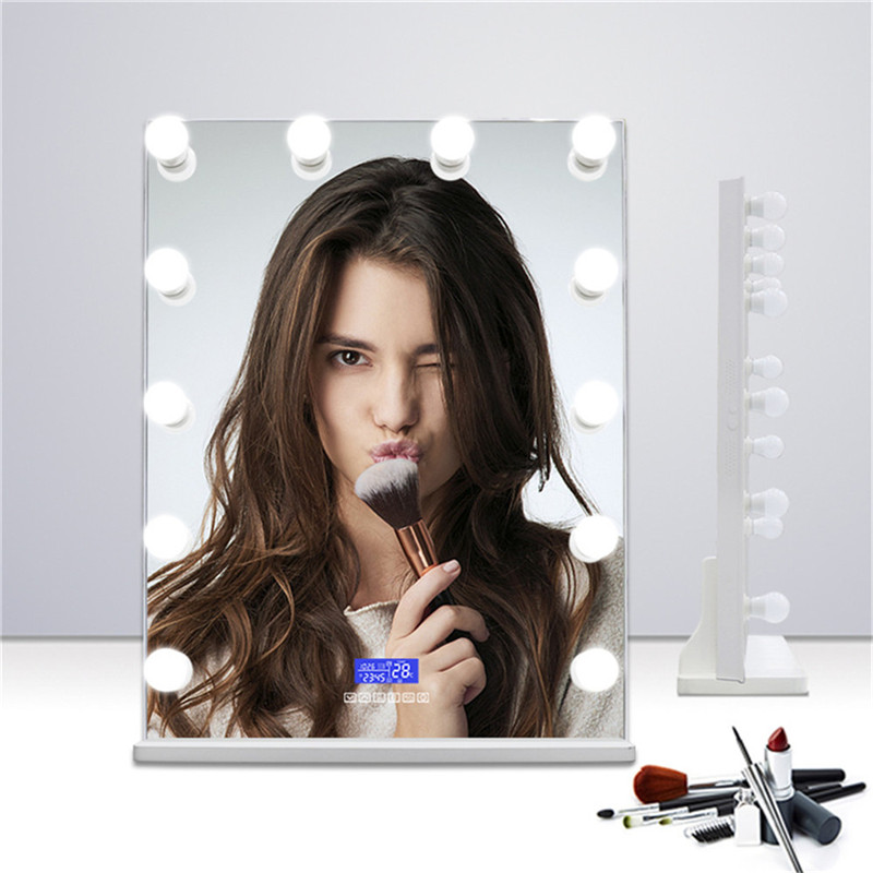 Hollywoodi stílusú villanykörte, tükör, fürdőszoba tükör, fény és polc