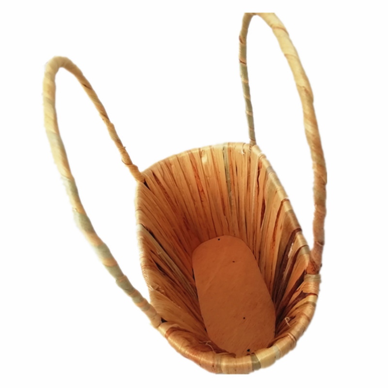 Szalma virágkosár fogantyúval