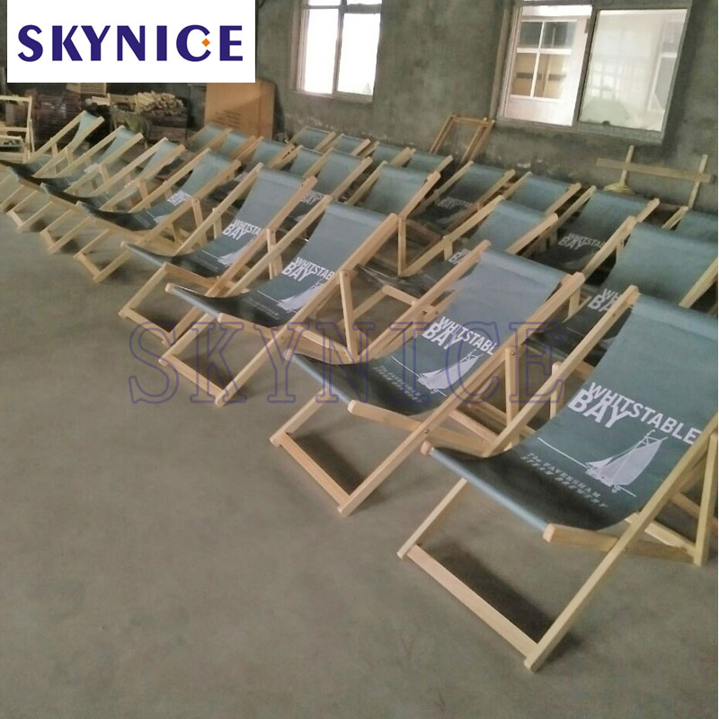 Egyedi LOGO Nyomtasd ki a fa lehajtható tengerparti széket