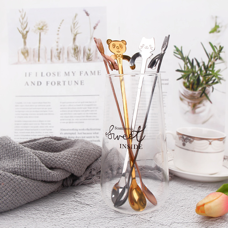 rozsdamentes acél medve macska alakú desszert kávé fagylalt cukorka teakanál