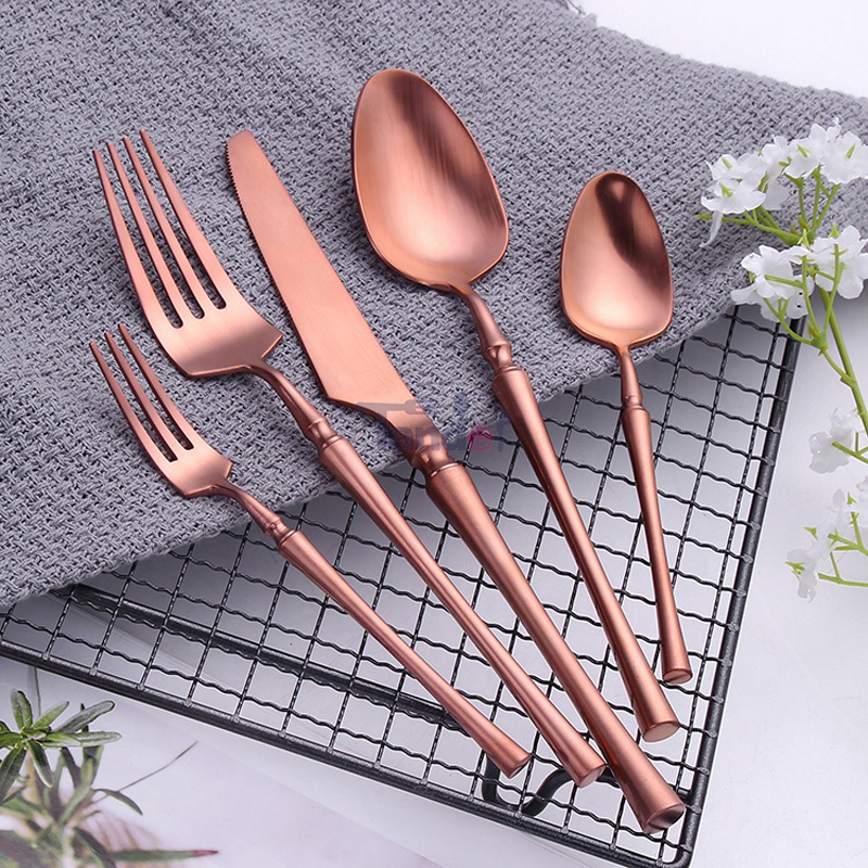 európai besteck pvd bevonat rozsdamentes acél esküvői evőeszközök fém rózsa arany evőeszköz készlet