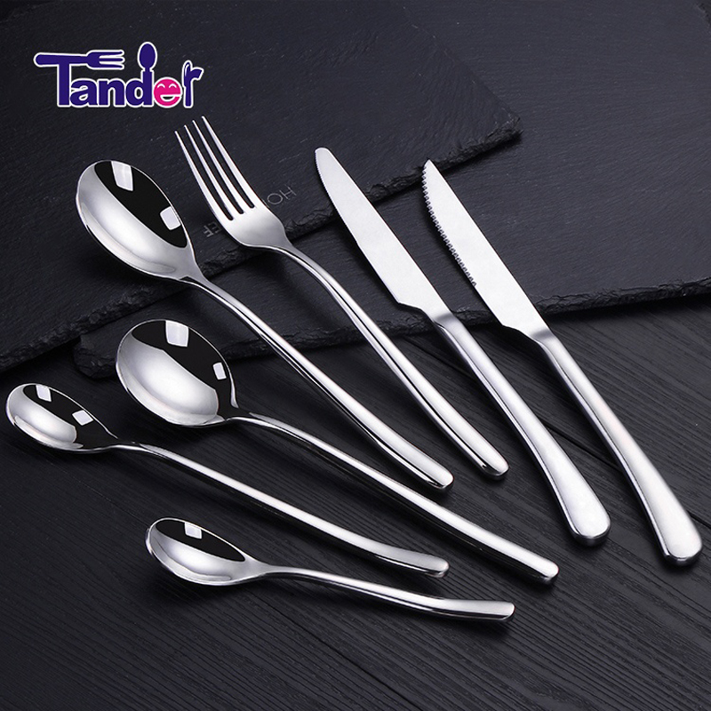 kiváló minőségű új, rozsdamentes acélból készült, ömlesztett evőeszköz modern éttermi evőeszköz készlet