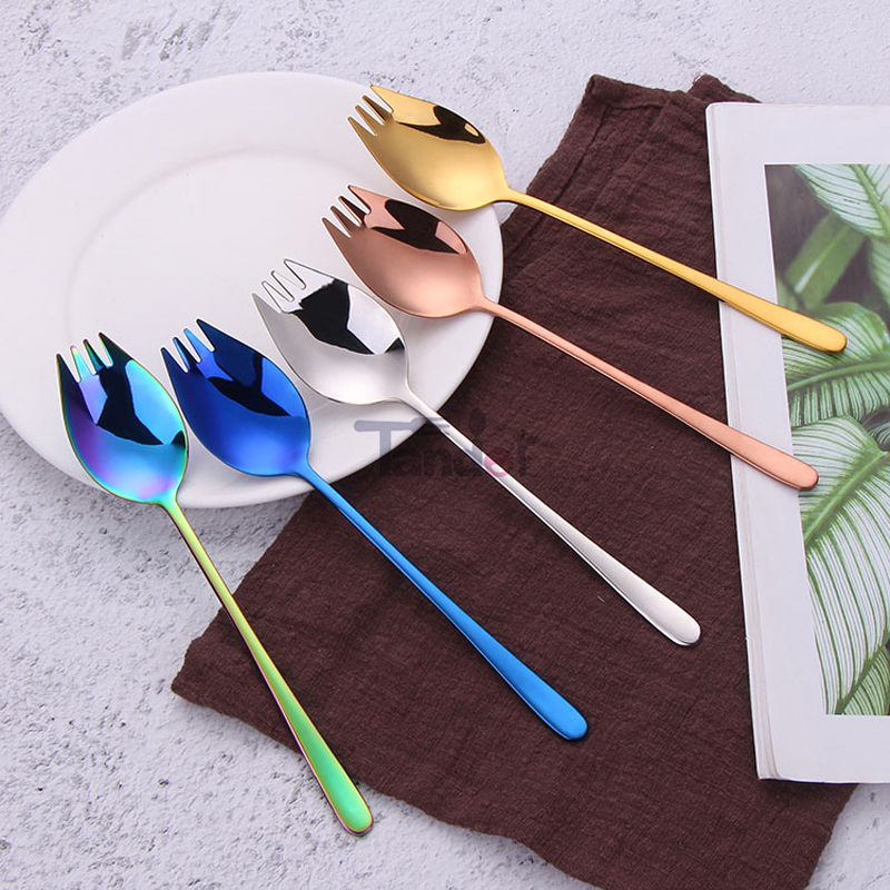 inox saláta villa nagykereskedelmi metal kempingezés újra használatos rozsdamentes acél spórák