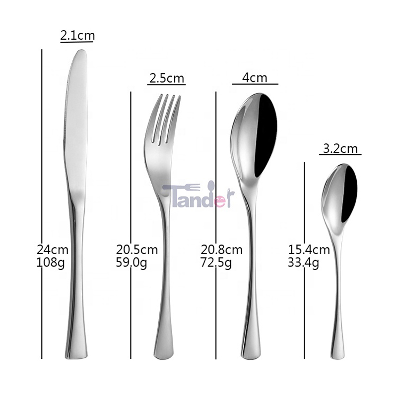 A Gold Silver Silverware 18/8 Golden Western Custom Logo Flatoware Stainless Steel Metal Hotel Étterme