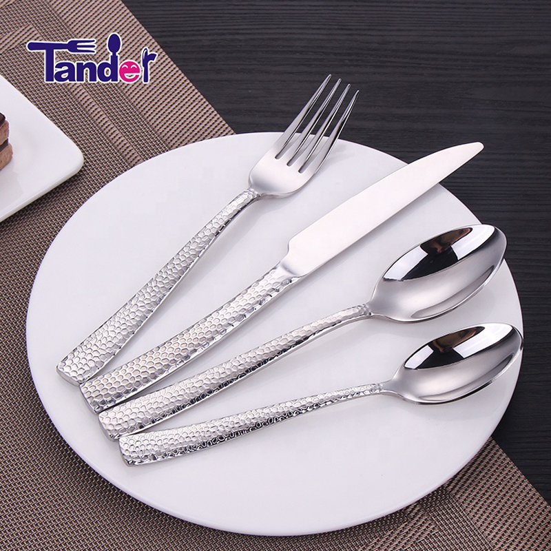 tükrös ezüst egyedi stílusú környezetbarát, csillogó, rozsdamentes acél evőeszköz készlet