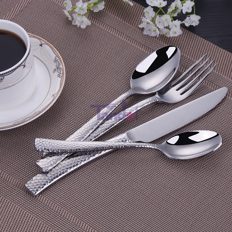 tükrös ezüst egyedi stílusú környezetbarát, csillogó, rozsdamentes acél evőeszköz készlet