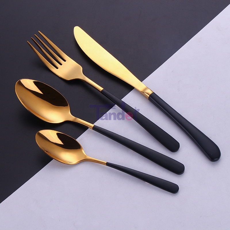 tükrös csiszoló, fekete nyél, minőségi ajándék az arany és a fehér evőeszköz készletéből.