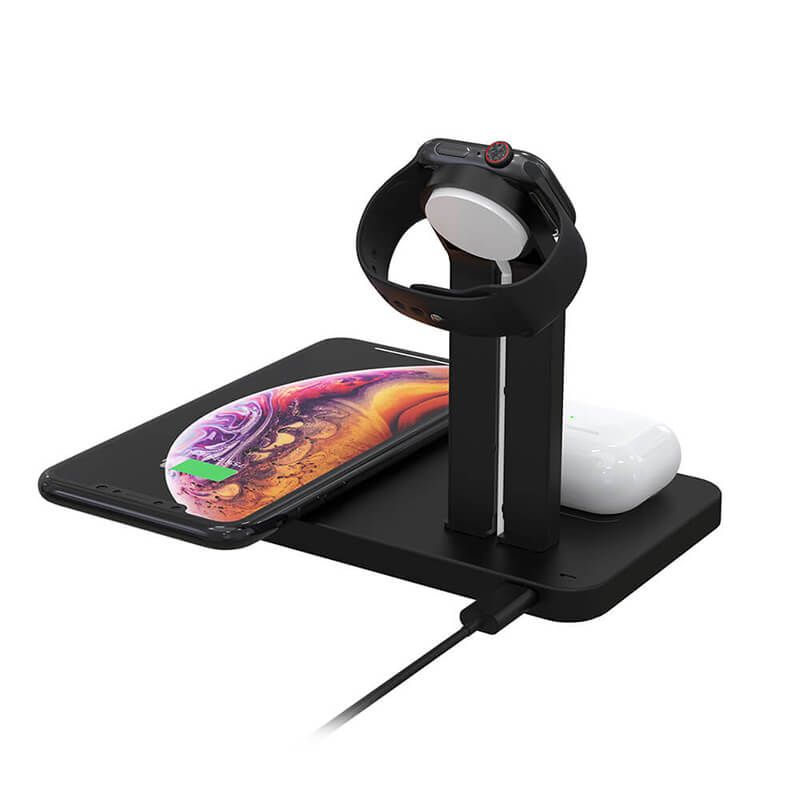 3 az 1-ben vezeték nélküli töltőállomás (iPhone, Airpod és Apple Watch készülékekhez)