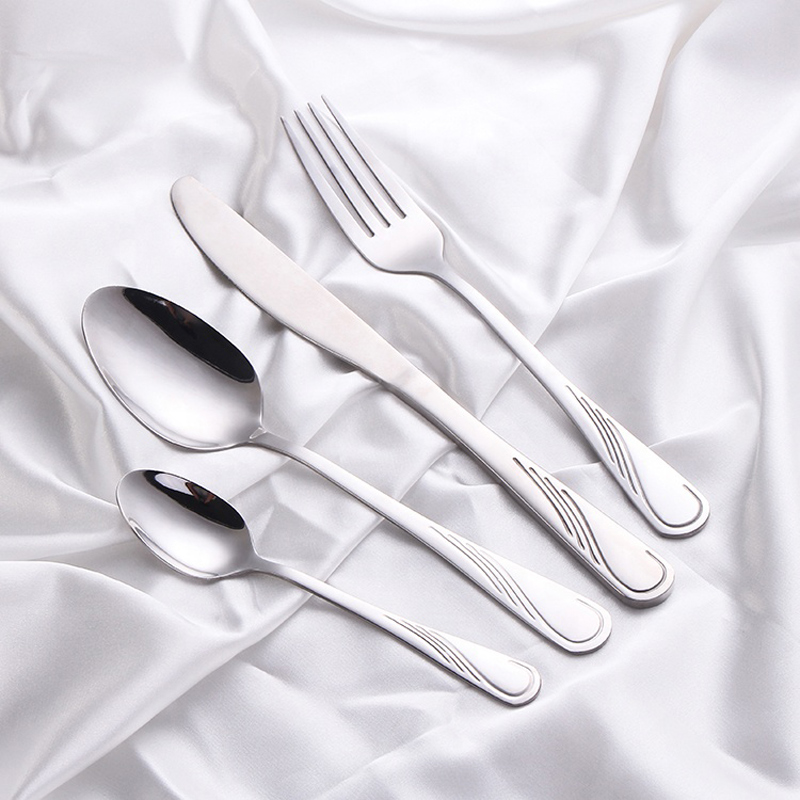 olcsó mintás edény újrafelhasználható rozsdamentes acél evőeszköz készlet