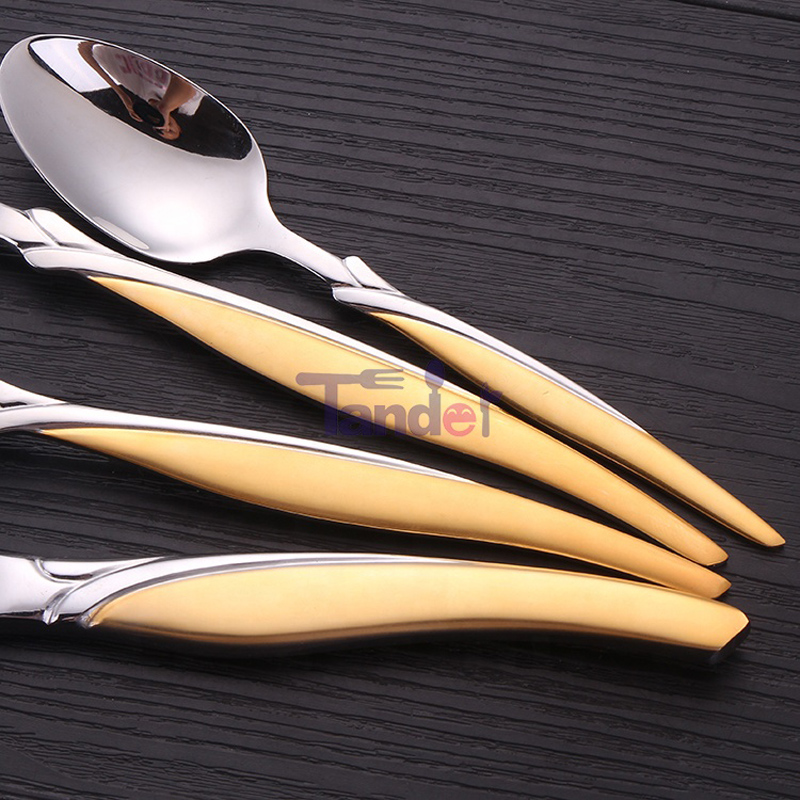 72/84/86 Gottinghen Stainless Steel Flatware Gold 86 Pcs Cutlery Set fából készült tokkal