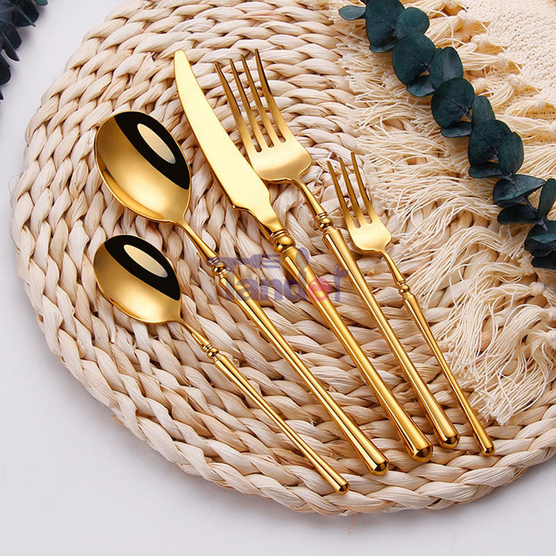 Elegáns aranykészlet, rozsdamentes acél evőeszköz, Spoons Forks and Knives for Events