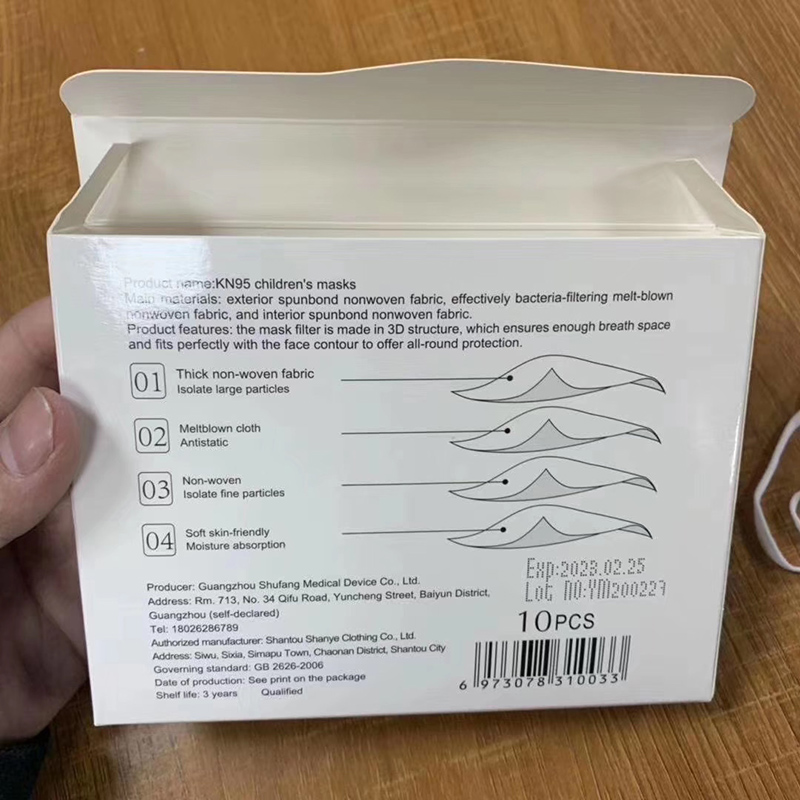 Gyerek maszk kisgyermek eldobható KN95 arcmaszk
