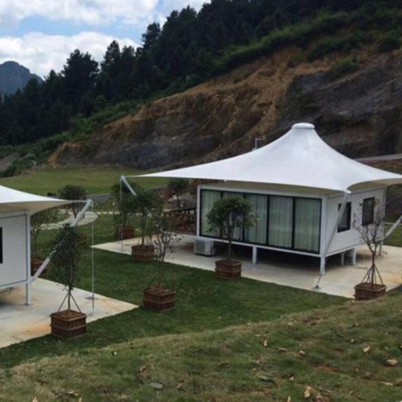 Kültéri acélvázas luxus üdülő sátrak korróziógátló kezeléssel
