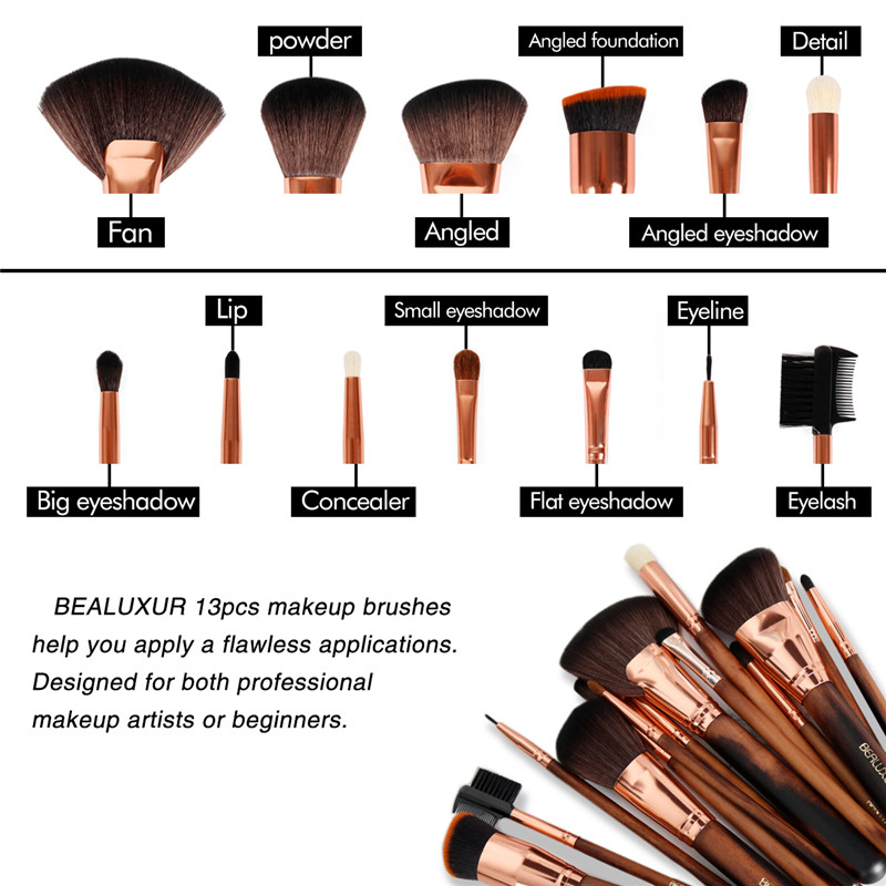 Sminkecsetkészlet, 13pcs Smoke Smoke Brushes Premium Synthetic Bristles Powder Foundation Blush Contour Concealer Lip Eyeshadow Brushes Kit‍