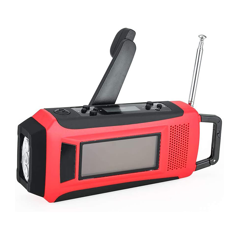 Időjárás rádió Vészhelyzeti kézi hajtókar önműködő AM \/ FM NOAA napelemes rádió LED zseblámpával, 1150 mAh Power Bank iOS \/ Android telefon akkumulátortöltőhöz