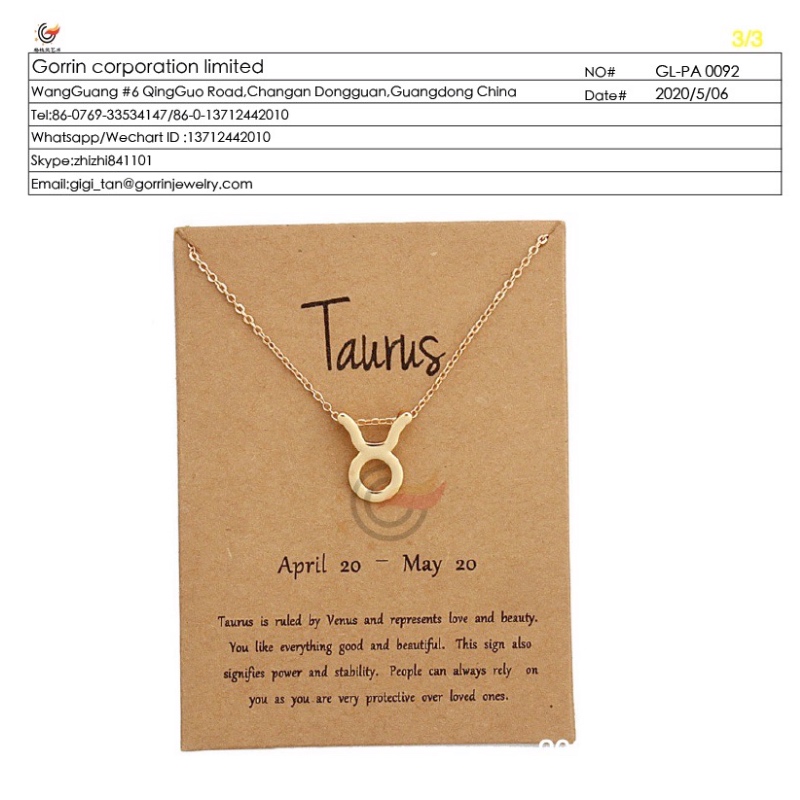 Gl-PA0092 nyaklánc kártya