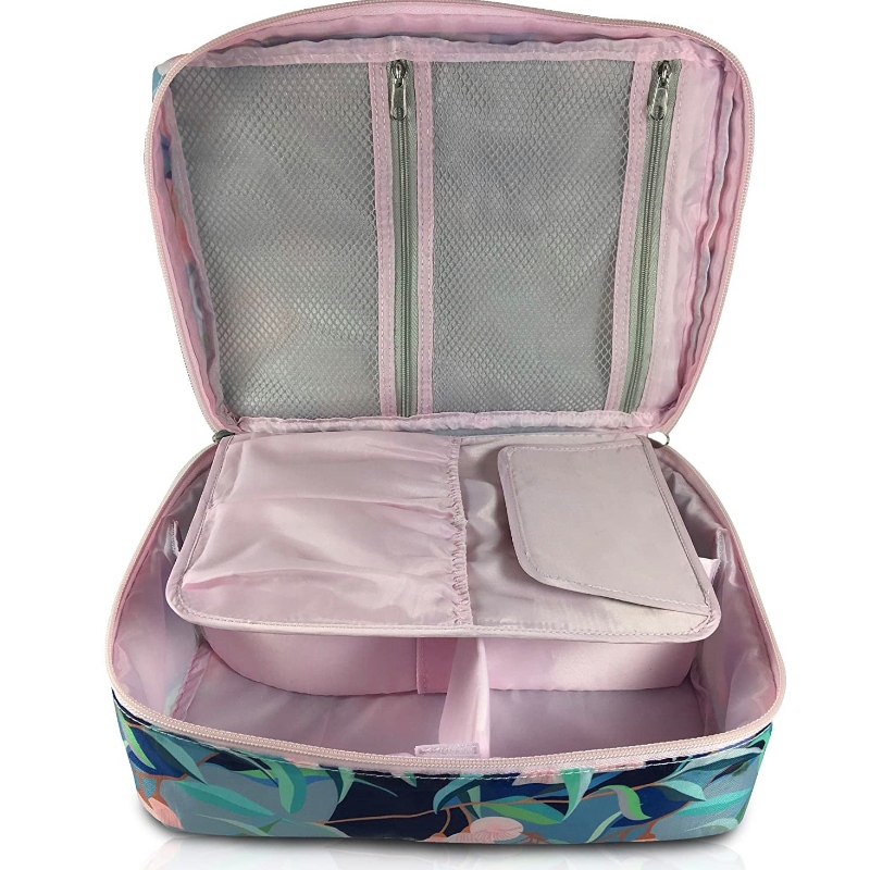 Portable Cosmetic Shaving Toiletry Beauty Mute Up Bag szervező tároló eltávolítható elosztóval és tükrökkel az utazási, üzleti, nyaralási és fürdőszoba háztartásban (Blue)