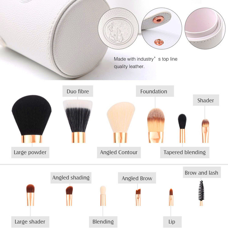 BEULUXUR Travel Smoker Set White 12pcs Smoke Smokep Premium Synthetic Hair Professional Foundation Powder Contour Blush Kozmetikus Eye Set Holder For For Giszts