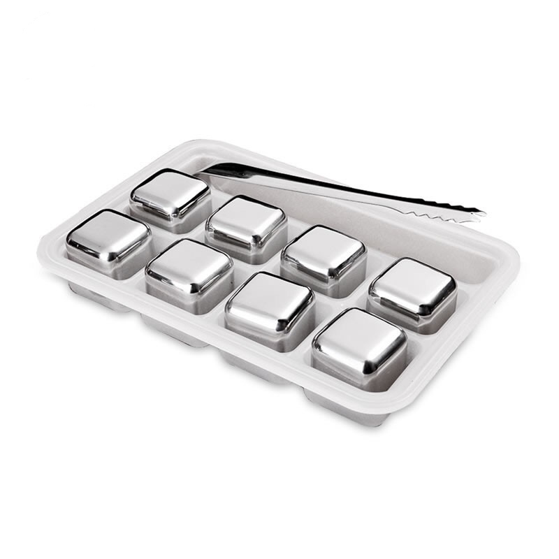 HOT Square 27mm 8pcs set Stainless Steel Whisky Stones jégkocka