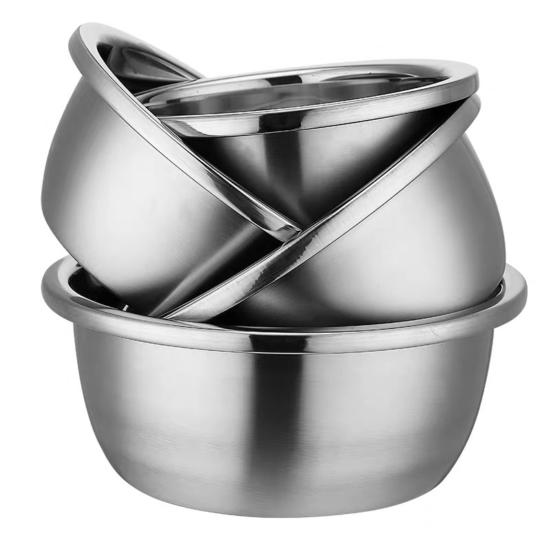 Konyhai eszköz Stainless Steel 201/304 Szilárd és Durable Basin Thin Edge Basin Salad Mix Bowl