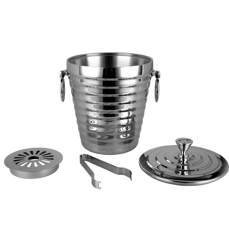 rozsdamentes acél jégfogók nagy pezsgőbor hűtővödör rozsdamentes acélból készült nagy jégvödör fedéllel és klipsszel