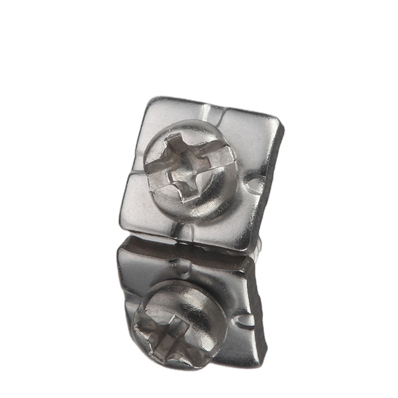 Sima rozsdamentes acélból készült SS-fejű, keresztbe süllyesztett kombinációs csavar négyzet alakú alátéttel