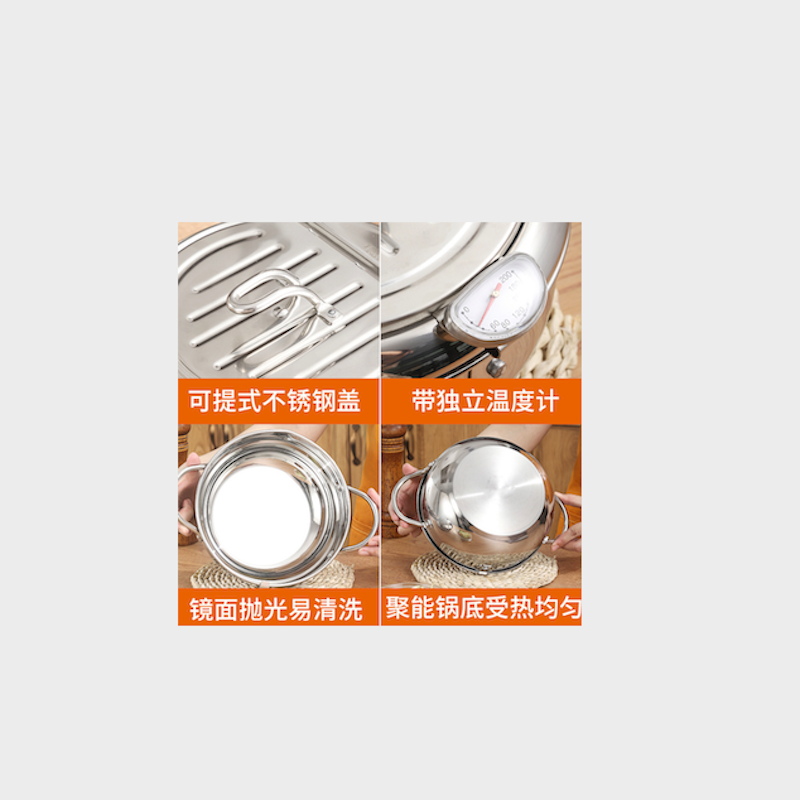 szűrővel és hőmérővel ellátott olajsütő