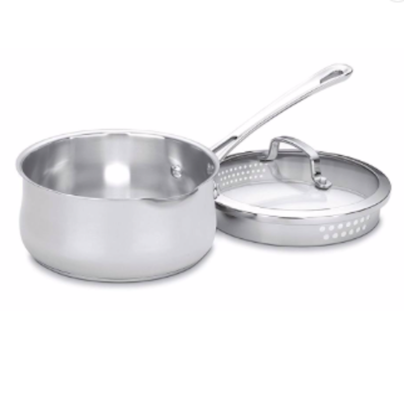 rozsdamentes acélból készült tejedény fedéllel és fogantyúval