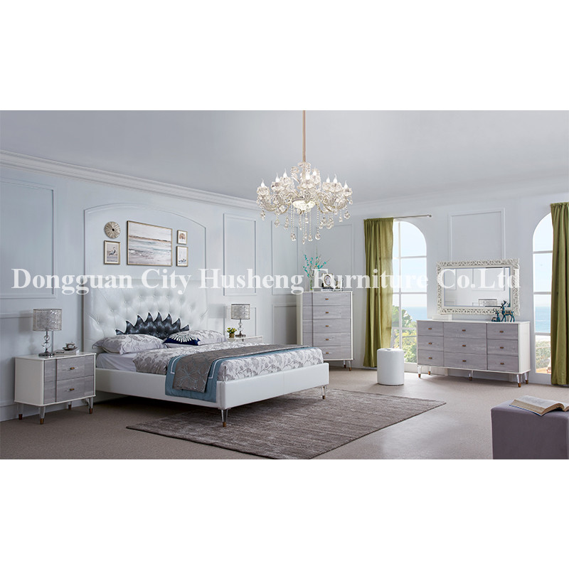 Új érkezés!Modern Bőr Ágy a hálószoba bútorainak