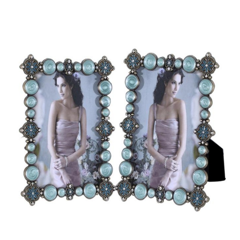 6-inch, 7-inch, 10-inch fém képkeret, puha esküvői kép keret, beállítva cian