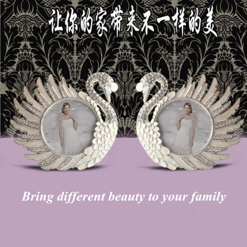 Modern kínai kreatív fém képkeret ezüst kreatív hálószoba Swan dekoratív képkeret lehet szabni
