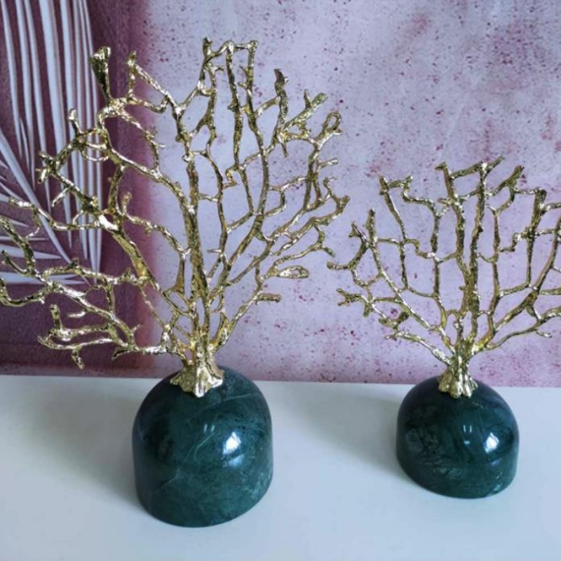 Fényes luxus, kreatív fémmárvány, korallfa dísz, kínai puha dísz, lakberendezés, nappali, asztali bútor