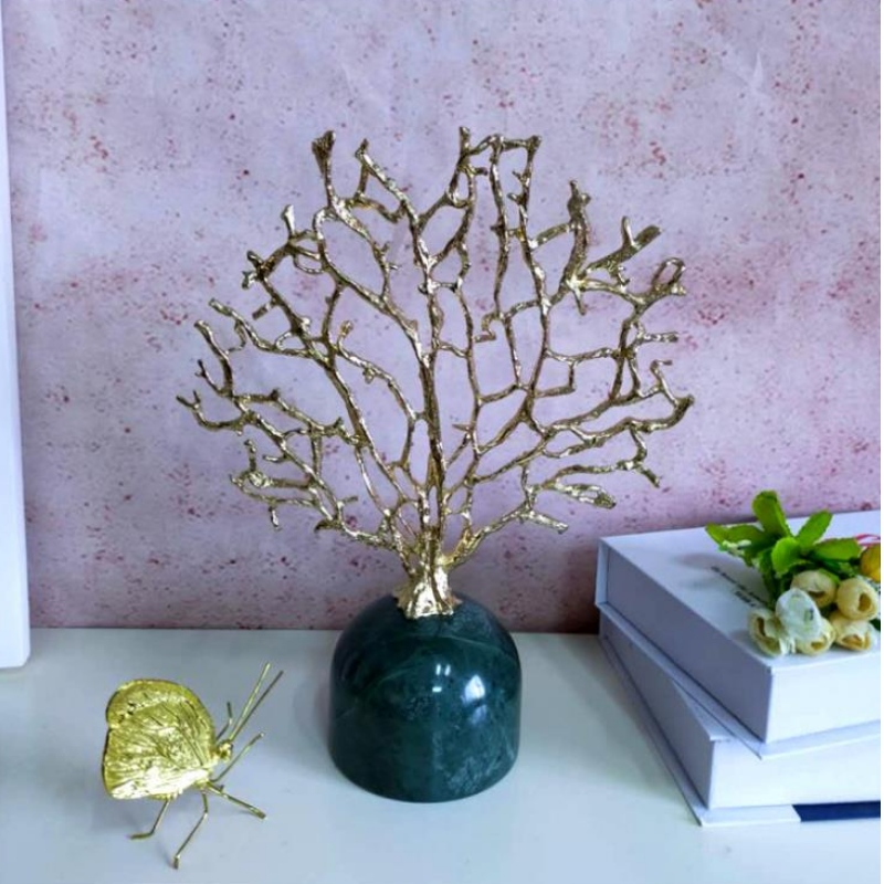 Fényes luxus, kreatív fémmárvány, korallfa dísz, kínai puha dísz, lakberendezés, nappali, asztali bútor