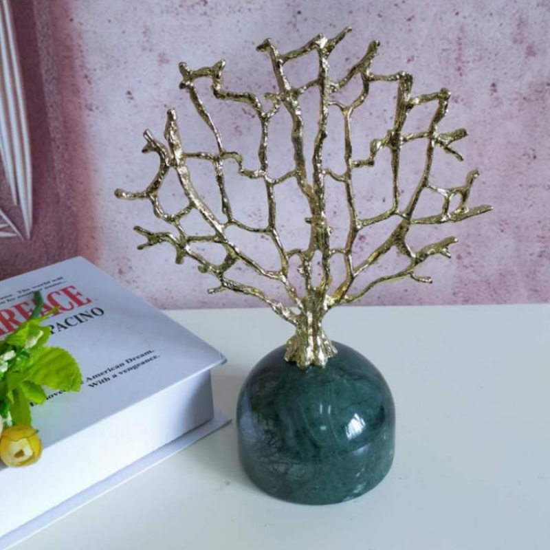 Fényes luxus, kreatív fémmárvány, korallfa dísz, kínai puha dísz, lakberendezés, nappali, asztali bútor